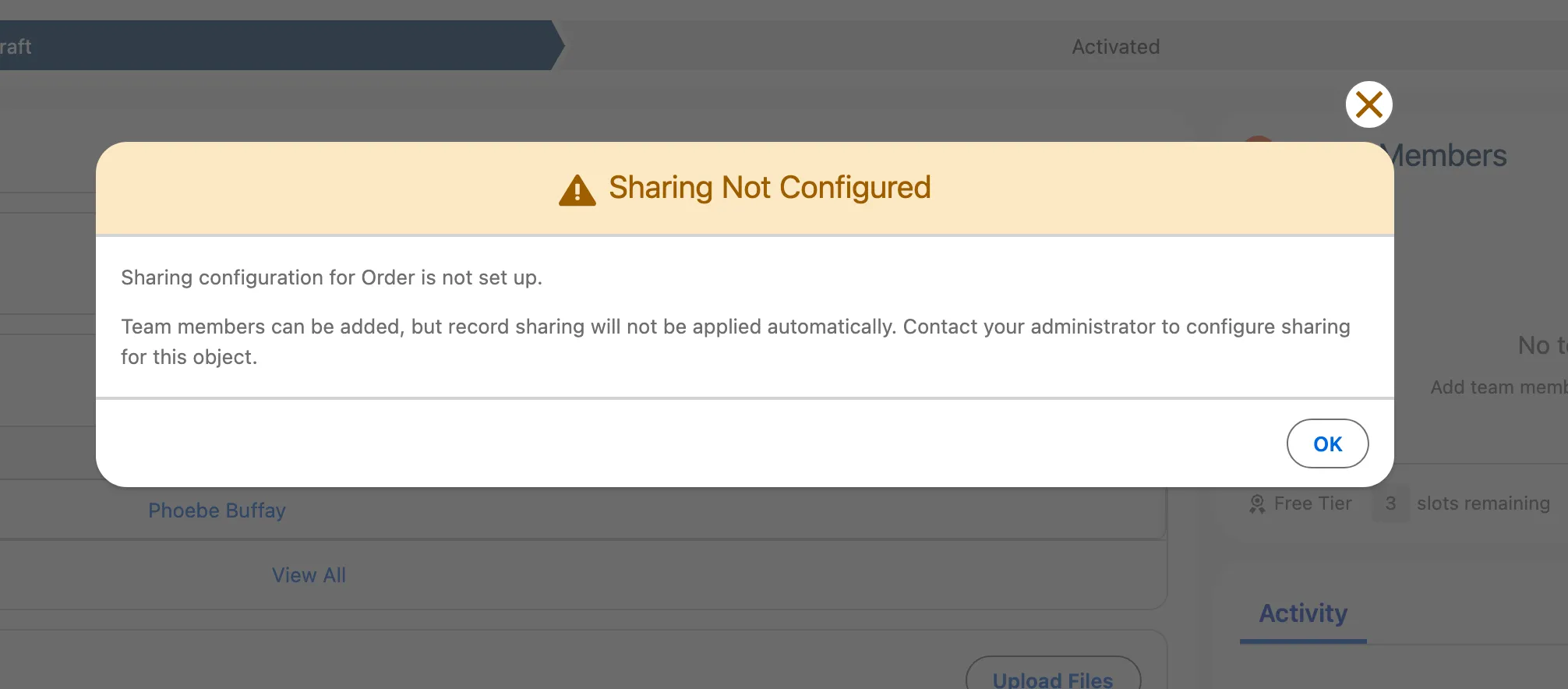 Configuration Not Found warning